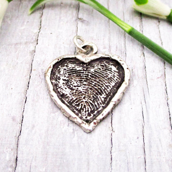 Framed Heart Fingerprint Pendant in Sterling Silver - Luxe Design Jewellery