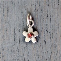 Genuine Birthstone Forget-Me-Not Charm available in 13 Gemstones - Luxe Design Jewellery
