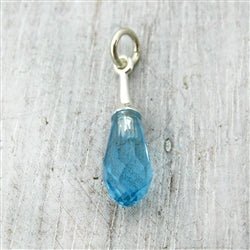 Genuine Blue Crystal Briolette Sterling Silver Charm - Luxe Design Jewellery