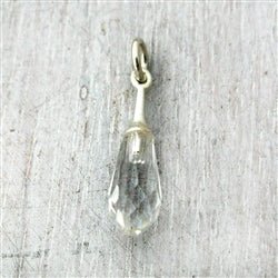 Genuine Clear Crystal Briolette Sterling Silver Charm - Luxe Design Jewellery