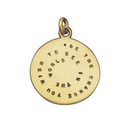 Gold Customizable Circle Proverb Charm - SPIRAL Layout - Luxe Design Jewellery