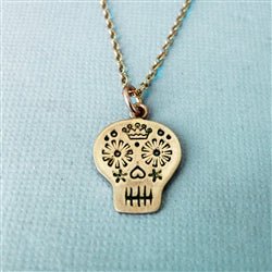 Gold Day of the Dead Sugar Skull Charm - Luxe Design Jewellery