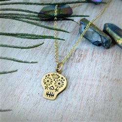 Gold Day of the Dead Sugar Skull Charm - Luxe Design Jewellery