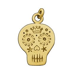 Gold Day of the Dead Sugar Skull Charm - Luxe Design Jewellery