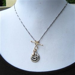 Gold Infinity Toggle Clasp on Oxidized Sterling Bar and Link Chain - Luxe Design Jewellery