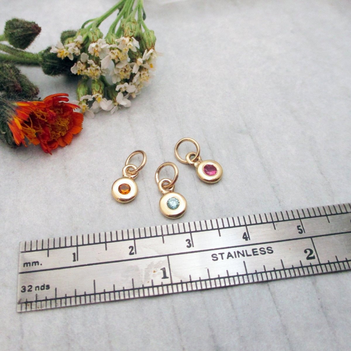 Gold January Birthstone Charm in Genuine Garnet - Luxe Design Jewellery