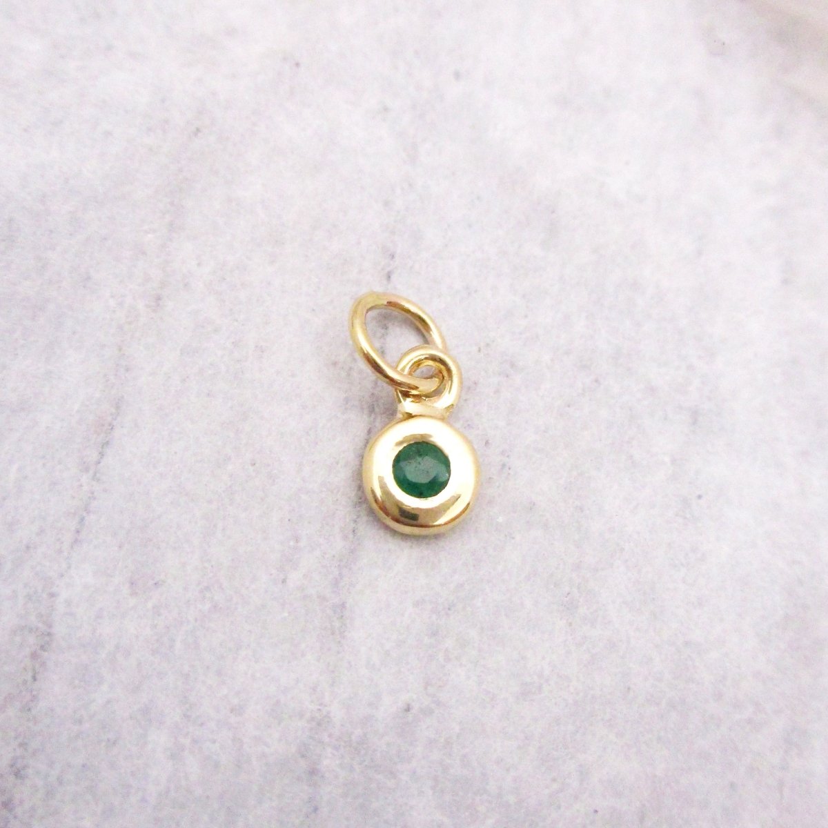 Gold May Birthstone Charm in Genuine Emerald - Luxe Design Jewellery