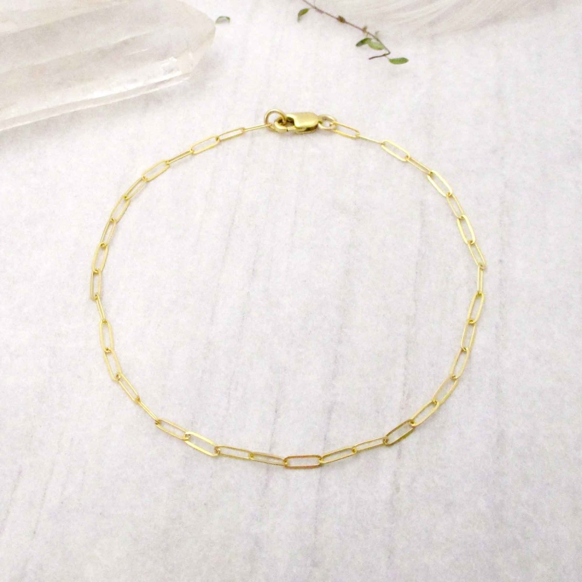 Gold Paperclip Chain Bracelet, Solid 14K Gold. - Luxe Design Jewellery