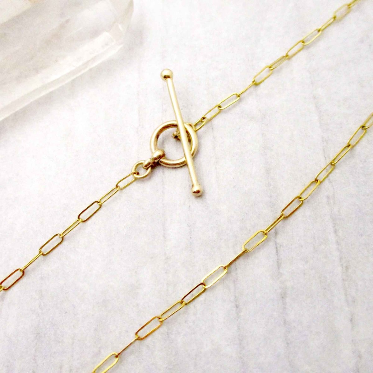 Gold Paperclip Chain with Toggle Clasp Necklace - Luxe Design Jewellery