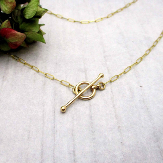 Gold Paperclip Chain with Toggle Clasp Necklace - Luxe Design Jewellery