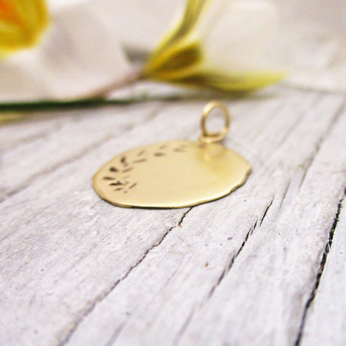 Gold Personalized Engraved Ivy Charm for Graduation or Memorial - Luxe Design Jewellery