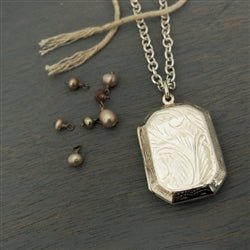 Large Engraved Sterling Silver Rectangle Locket - Luxe Design Jewellery