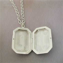 Large Engraved Sterling Silver Rectangle Locket - Luxe Design Jewellery