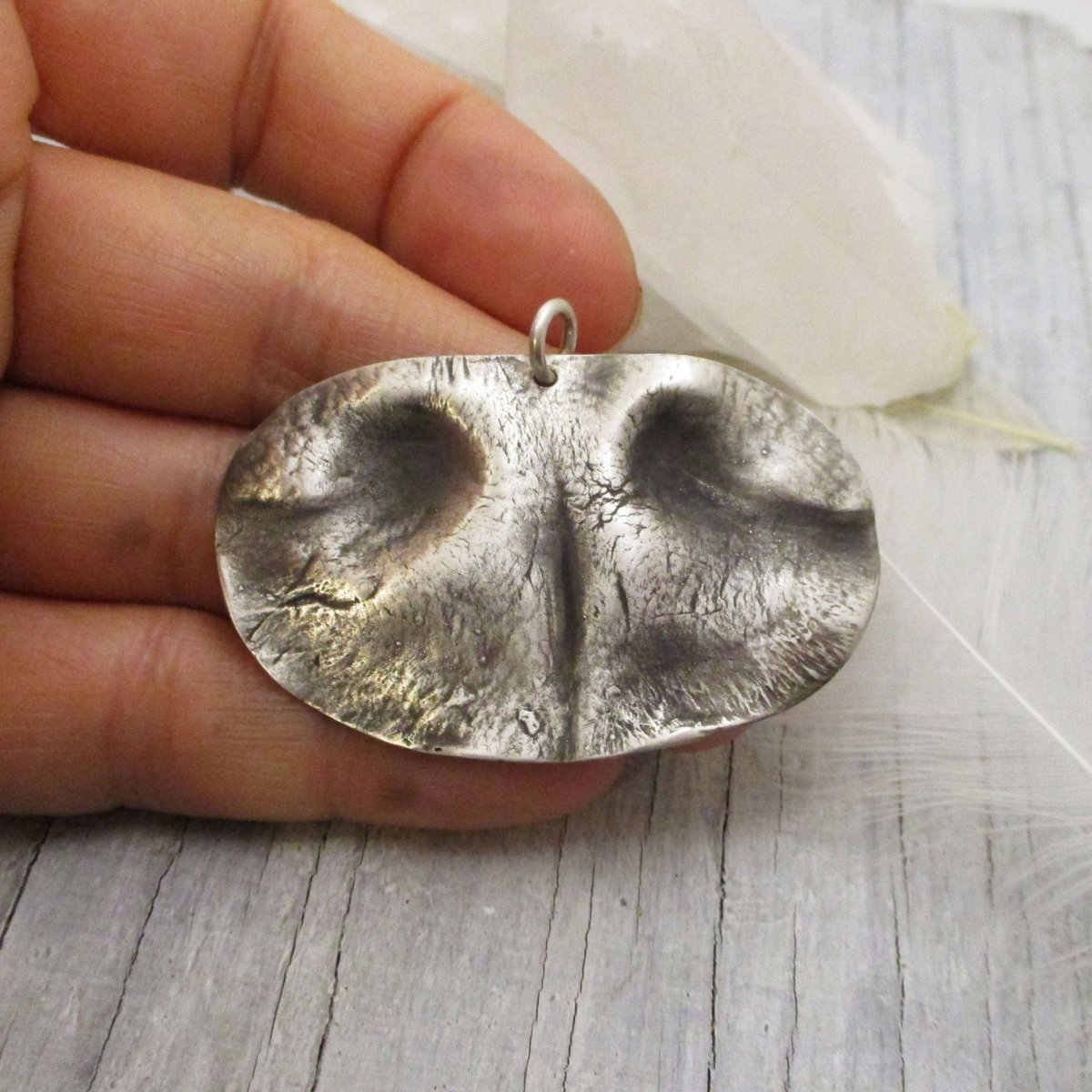Large Personalized Dog Nose Impression Pendant in Sterling Silver For Big Dogs - Luxe Design Jewellery