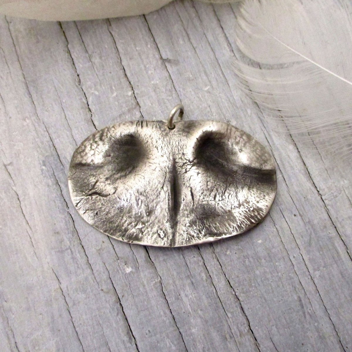 Large Personalized Dog Nose Impression Pendant in Sterling Silver For Big Dogs - Luxe Design Jewellery