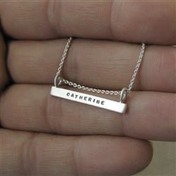 Long Silver Personalized Bar Necklace - Luxe Design Jewellery