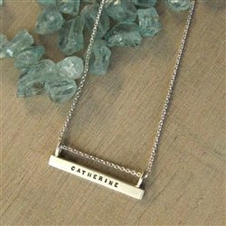 Long Silver Personalized Bar Necklace - Luxe Design Jewellery