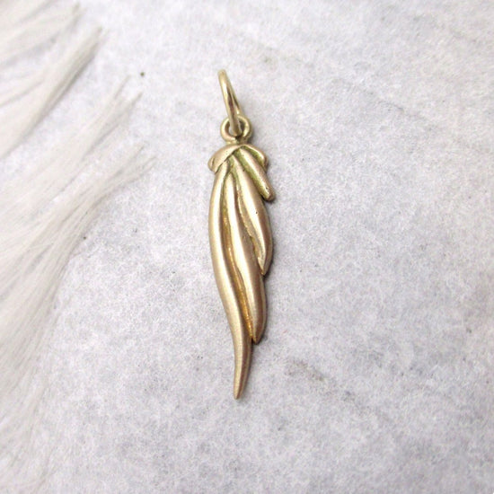 Modern Angel Wing Charm in Solid 14 Karat Yellow Gold, Guidance and Protection Charm - Luxe Design Jewellery