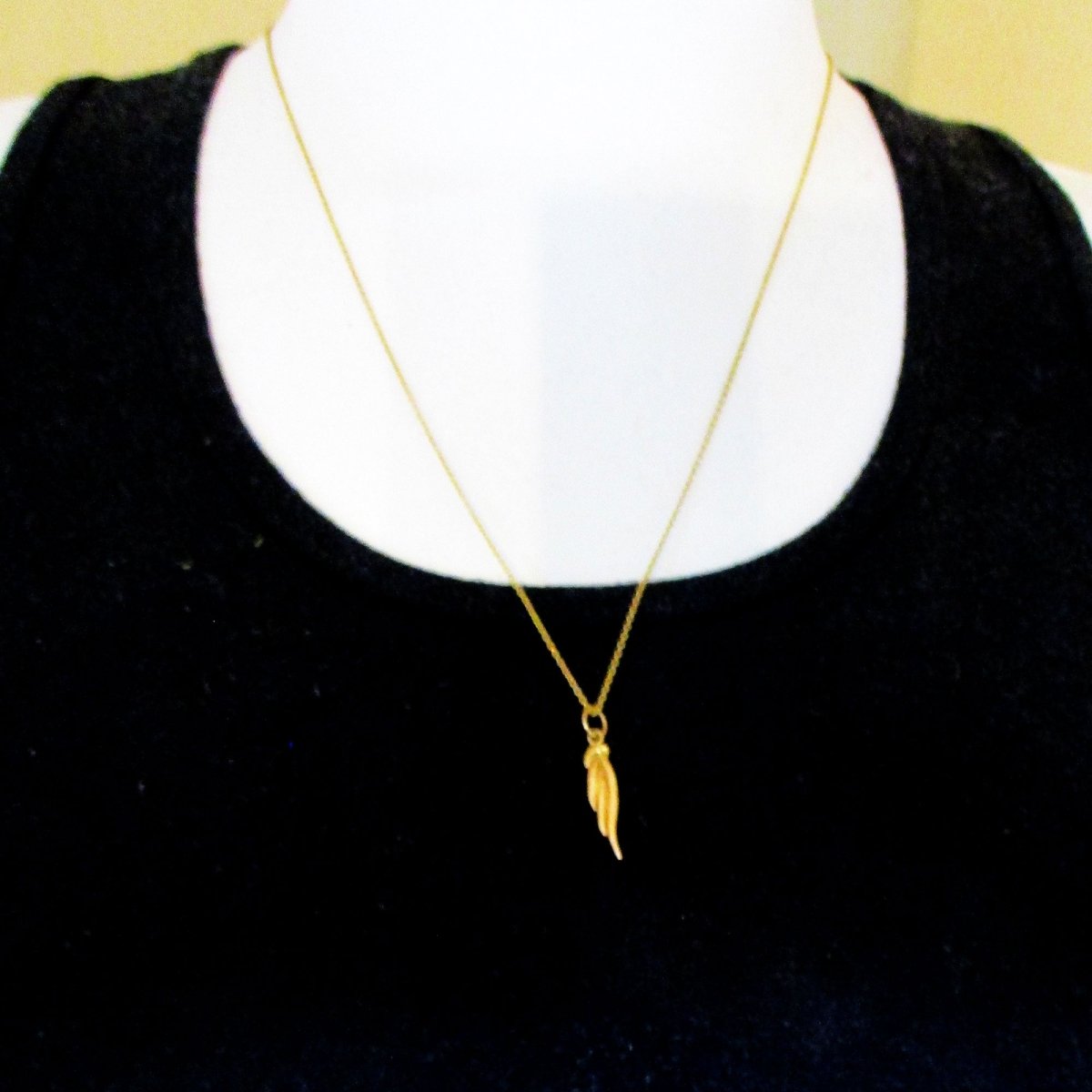 Modern Angel Wing, Lucky Horseshoe and Gem Bead Necklace in Solid 14 Karat Yellow Gold - Luxe Design Jewellery