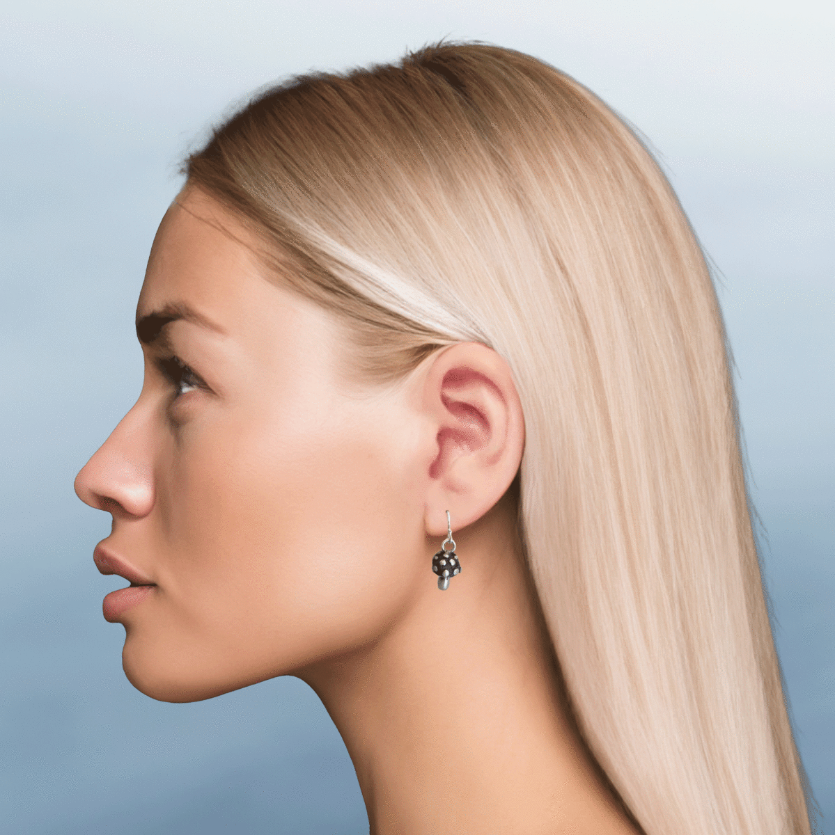 Mushroom Hook Earrings in Sterling Silver - Luxe Design Jewellery