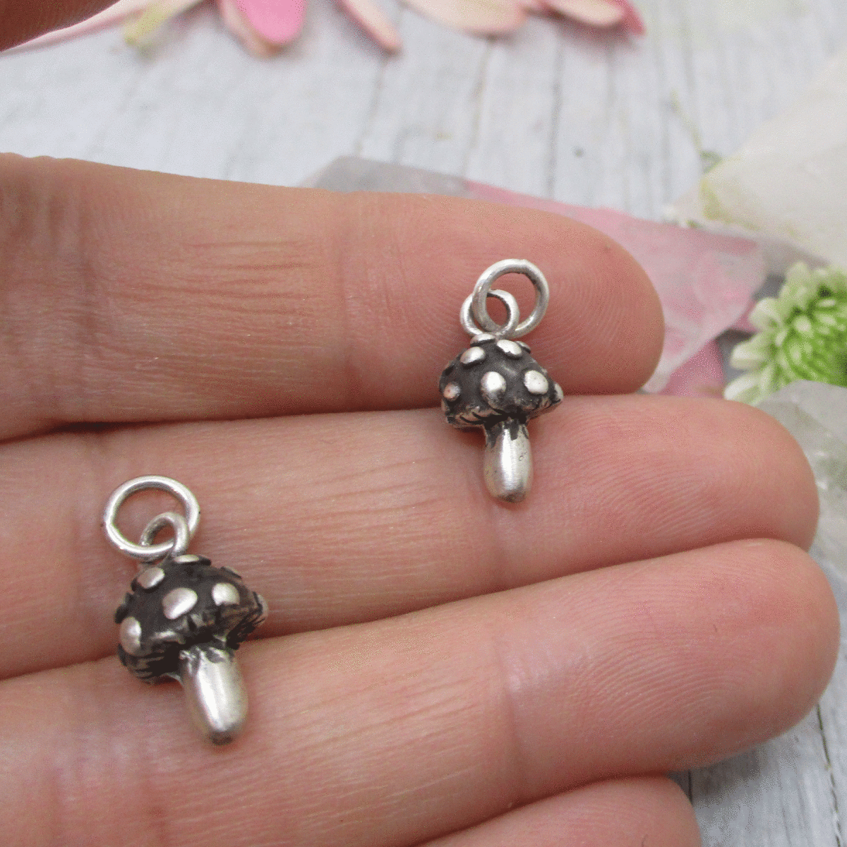 Mushroom Hook Earrings in Sterling Silver - Luxe Design Jewellery