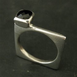 Off Set 5x5 Square Bezel Sacred Square Ring - Luxe Design Jewellery