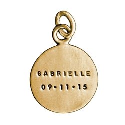 Personalized 14k Solid Gold Name and Date Large Disc Charm - Luxe Design Jewellery