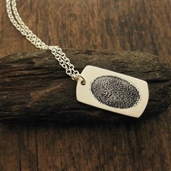Personalized Fingerprint Dog Tag Necklace from Flat Ink Print - Luxe Design Jewellery