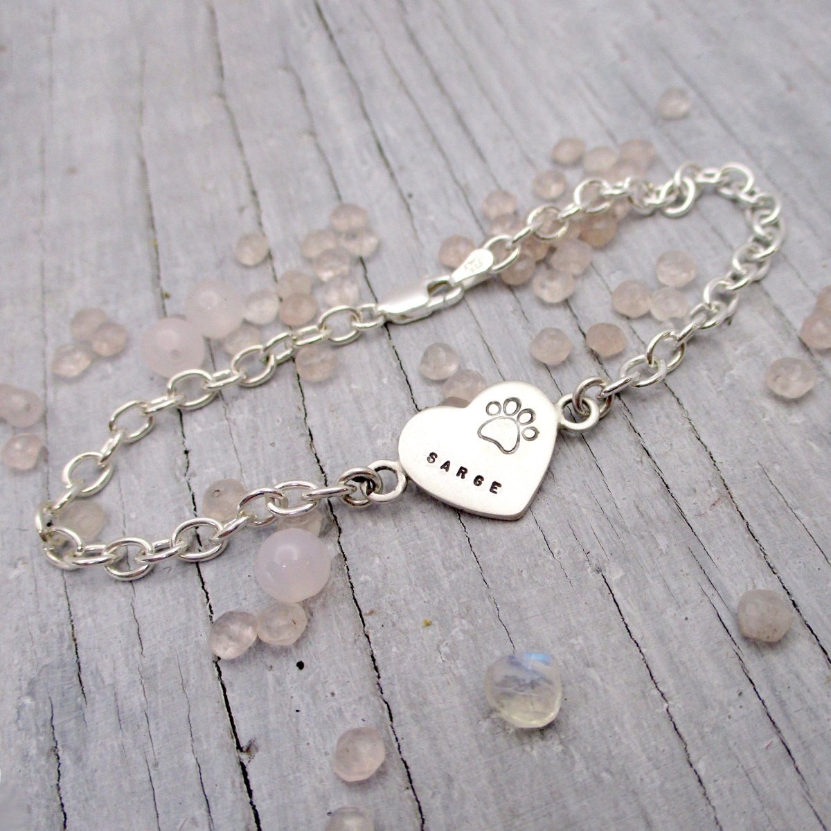 Personalized Heart Paw Bracelet in Sterling Silver - Luxe Design Jewellery