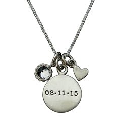 Personalized Silver Name Disc and Heart Necklace - Luxe Design Jewellery