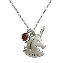 Personalized Silver Unicorn and Birthstone Necklace - Luxe Design Jewellery