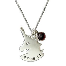 Personalized Silver Unicorn and Birthstone Necklace - Luxe Design Jewellery