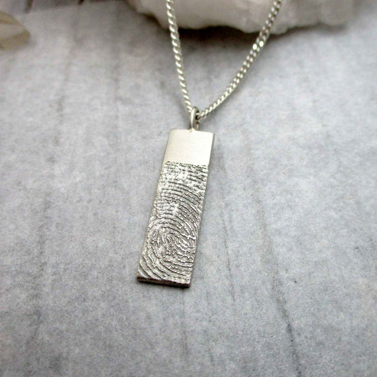 Rectangle Fingerprint Pendant from Digital Image in Sterling Silver - Luxe Design Jewellery