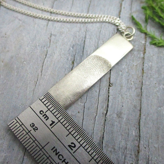 Rectangle Live Fingerprint Impression Pendant 1.5 inch in Sterling Silver - add 1-4 prints - Luxe Design Jewellery