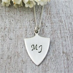 Shield Pendant Necklace in Sterling Silver - Luxe Design Jewellery