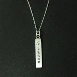 Silver Cursive Personalized Vertical Bar Pendant - Luxe Design Jewellery