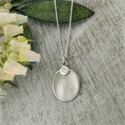 Silver Fingerprint and Birthstone Charm Necklace - Luxe Design Jewellery