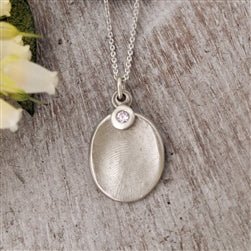Silver Fingerprint and Birthstone Charm Necklace - Luxe Design Jewellery