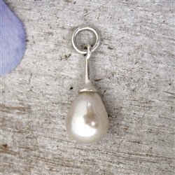 Silver Genuine Freshwater Teardrop Pearl Charm - Luxe Design Jewellery