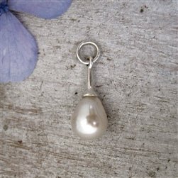 Silver Genuine Freshwater Teardrop Pearl Charm - Luxe Design Jewellery