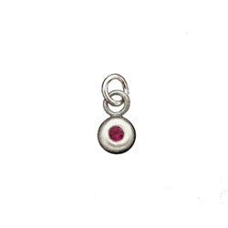 Silver July Birthstone Charm in Genuine Ruby - Luxe Design Jewellery