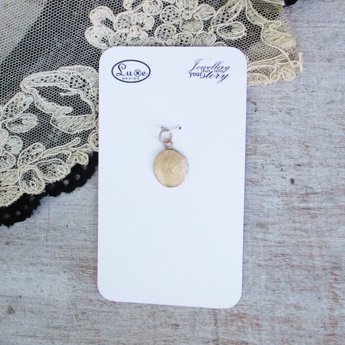 Small 14 K Gold Finger Print or Thumb Print Pendant - Luxe Design Jewellery