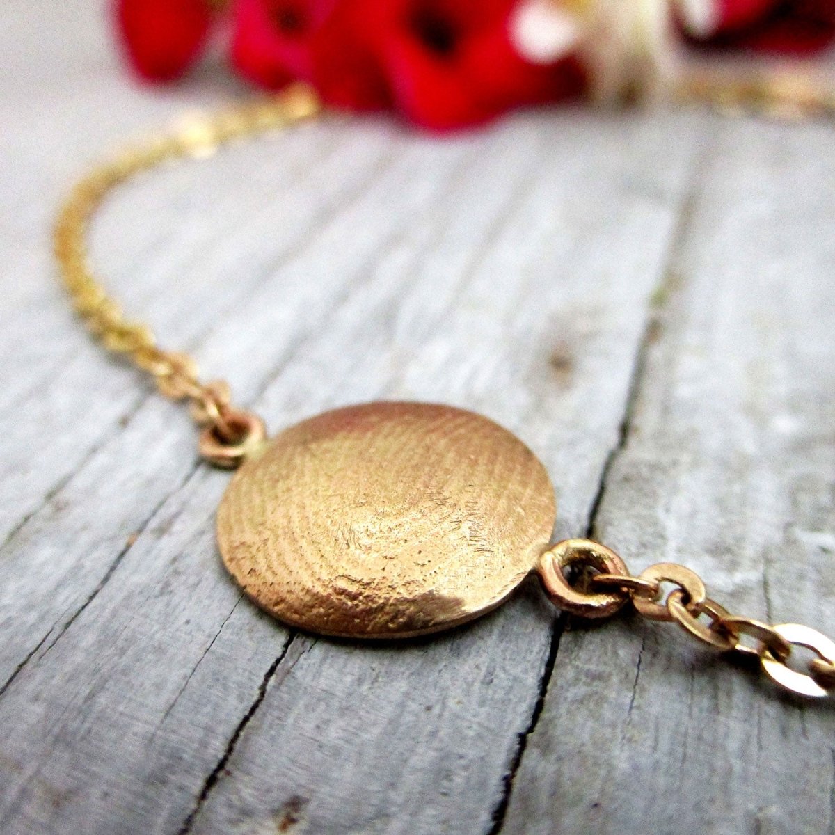 Small Size Solid 14 Karat Gold Family Fingerprints Inline Bracelet - Add 1 - 5 Fingerprints - Luxe Design Jewellery