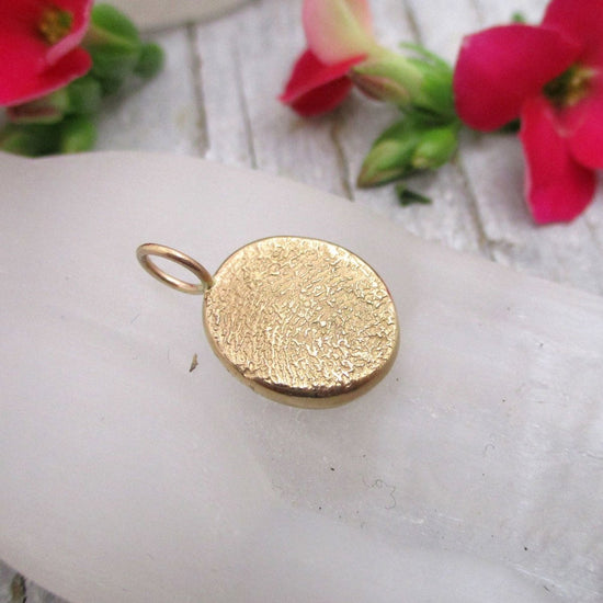 Small Size Solid 14k Gold Organic Wedge Style Fingerprint Pendant from Digital Image - Luxe Design Jewellery