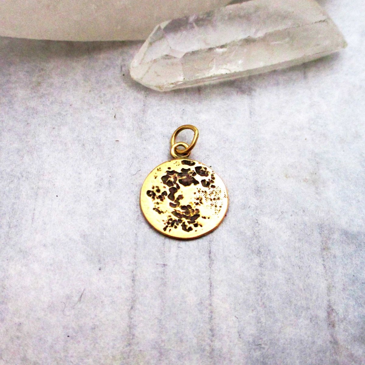 Solid 14 Karat Gold Full Moon Charm Small Version - Luxe Design Jewellery
