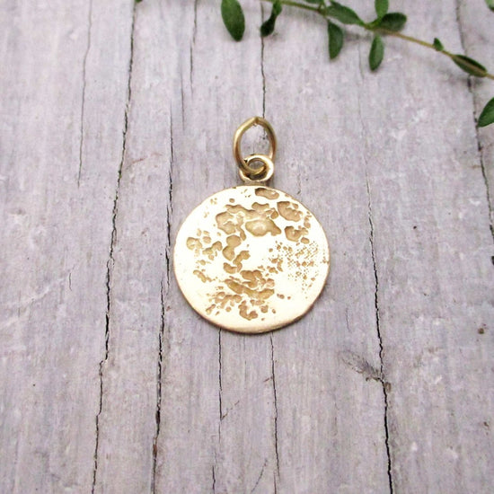 Solid 14 Karat Gold Full Moon Charm Small Version - Luxe Design Jewellery