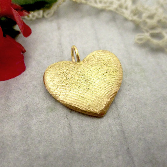 Solid Gold Heart Shaped Fingerprint Impression Pendant - Add 1 - 3 fingerprints. - Luxe Design Jewellery