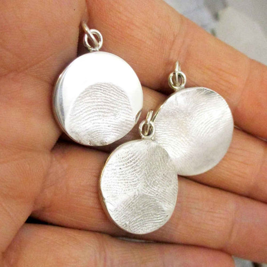 Solid Silver Fingerprint Impression Disc Pendant - Add 1 - 3 fingerprints. - Luxe Design Jewellery
