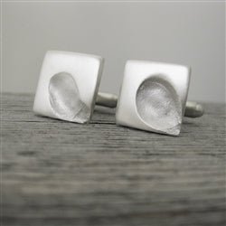 Square Silver Fingerprint Impression Cuff Links - Luxe Design Jewellery