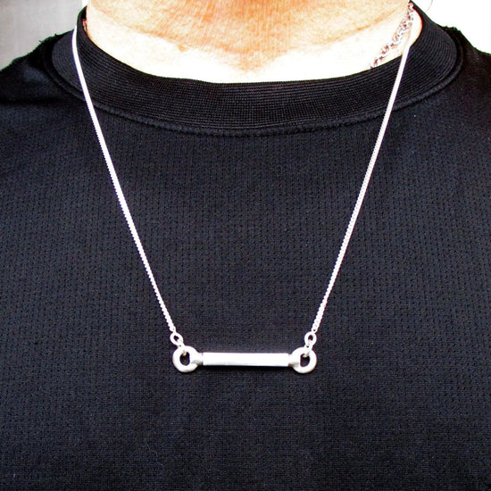 Squared Horizontal Urn Necklace for Cremation Ashes in Sterling Silver, Men's and Unisex Necklace - Luxe Design Jewellery